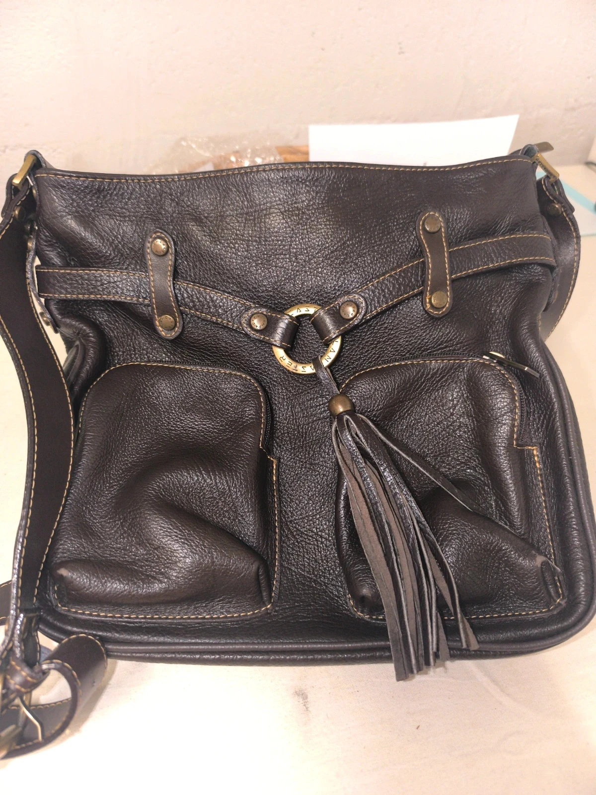 Bolsa transversal Lancaster Paris em couro genuíno marrom Made in France – photo 4